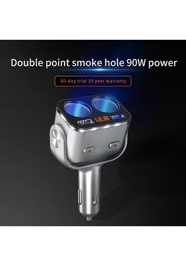 12v Araç Şarj Çakmak Soket Splitter Hızlı Şarj Çift Usb Gerilim Göstergesi Evrensel Araç Adaptörü-siyah