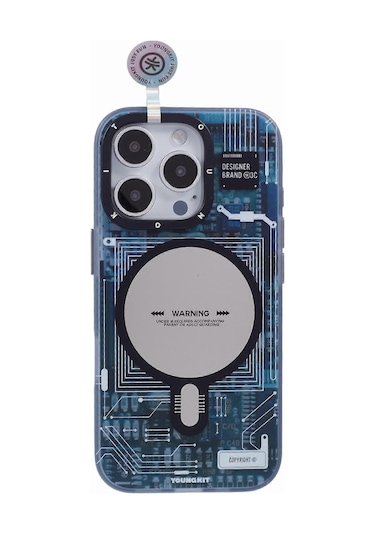 İphone 16 Pro Kılıfı İçin Magsafe Pc+tpu Mat Telefon Kılıfı Imd Desenli Uyumlu