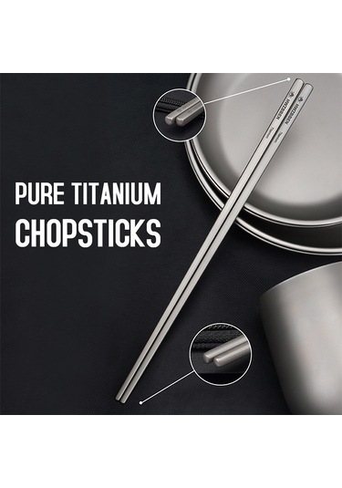 Kosona Titanium Boşluklu Çubuklar - Saf Titanyum Malzeme, 233mm Uzunluk, 21g Ağırlık, Yemek Çubukları Seti Çok Renkli