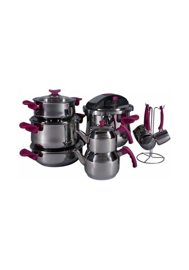 Porland Çelik Çeyiz Seti 16 Parça Luxry Vişne
