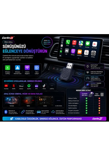 Mini Ultra 5 Kablosuz Carplay & Android Auto Adaptörü Diğer