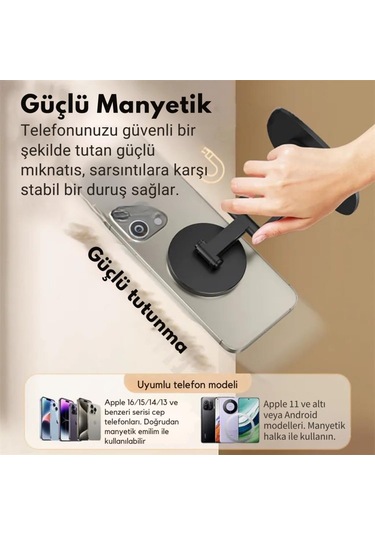 Coofbe Magsafe Uyumlu Metal Ayarlanabilir 360 Döner Masaüstü Telefon Tutucu Telefon Standı Kaymaz