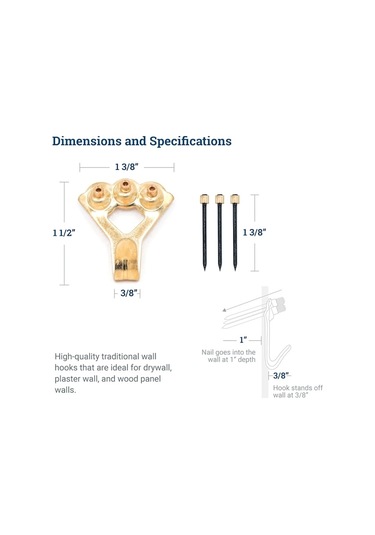 45 Kg'a Kadar Yük Taşıma Kapasiteli Dayanıklı Resim Kancaları - Çivili 10'lu Paket Alçıpan İçin Resim Kancaları - Aynalar Diğer