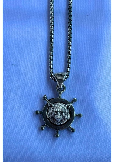 Kurt Dümen El İşçiliği Paslanmaz Çelik Zincir Erkek Kolye Gümüş