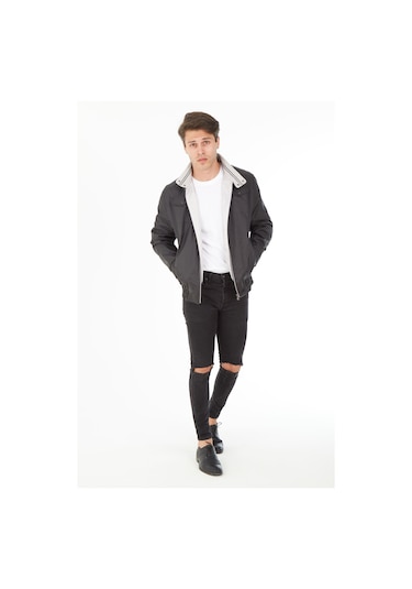 Sposo 1088 Su Itici Kumaş Regular Kalıp Siyah Erkek Yazlık Mont Siyah