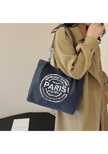 Taşınabilir Kanvas Çanta Kadın Sonbahar Yeni Dayanıklı Şık Kore Harfli Tote Çanta Rahat Büyük Kapasiteli Banliyö Çantası Kahverengi Ana Resim Rengi Diğer