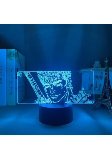 Goldenqian Berserk Guts Anime 3d Boy Için Gece Lambası 16 Renk Kız Odası Dekoru Illusion Led Lamba Usb Manga Berserk Guts Şekil Uygun Çocuk Hayranları Yılbaşı Hediyeleri Yzd40q Siyah