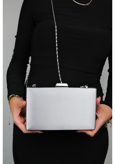 Luvishoes Dallas Gri Saten Kadın Abiye Çanta Çok Renkli