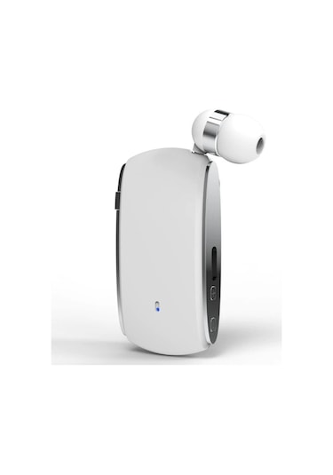 K68 Kart İş Yaka Klips Tipi Tek Kulak Bluetooth Kulaklık Beyaz