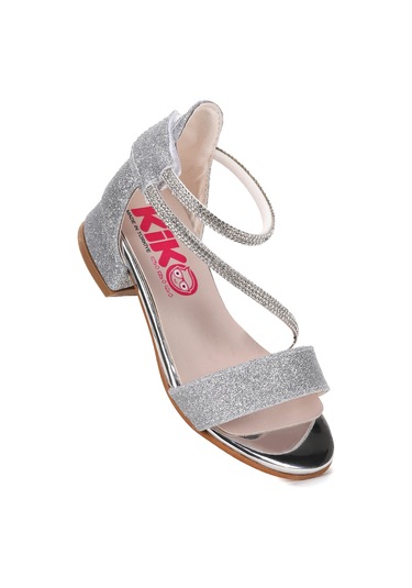 Kiko Kids Yada Kum Simli Kız Bebek 2 Cm Topuklu Sandalet Abiye Ayakkabı Gümüş Gümüş