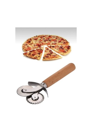Tedar Çift Başlıklı Ahşap Saplı Pizza Kesici Hamur Kesici Najmaddin