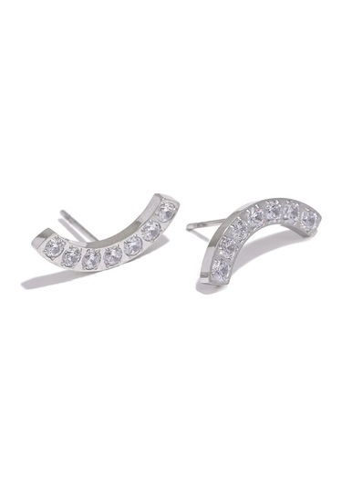 Gümüş Eetit Narin Parlak Kübik Zirkonya Paslanmaz Çelik Moda Saplama Küpe Minimalist 18k Pvd Kaplama Unisex Takı Erkek Kadın Gümüş