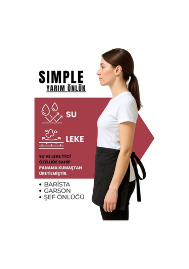 Brista Half Apron Yarım Önlük Cafe Önlüğü Garson Önlüğü Barista Önlüğü Siyah