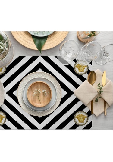 Figüratif Desen Kumaş Amerikan Servis 4'lü Set 35x50cm Keten, Ulusl. Yıkama Ve Solmama Sertifikası Çok Renkli