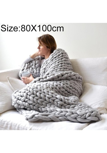 Sones Moda El Yapımı Polyester Battaniye, Boyut: 80x100cm Gri