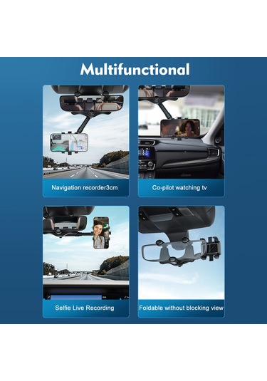 Yifomall Araç Geri Görüş Aynası Telefon Tutucu - 360 Döner, 4-6.7 İnç Uyumlu, Esnek 25-30cm , Tek Elle Kullanıma Uygun, Sabit Tutma Siyah