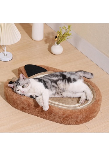 Homyl Kedi Tırmığı Yatak Büyük Sisal Scratcher Kahverengi