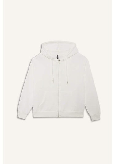 Defacto Relax Fit Kapüşonlu Cepli Basic Düz Fermuarlı Sweatshirt C1809AX24WNER105 Ekru Defacto Relax Fit Kapüşonlu Cepli Basic Düz Fermuarlı Sweatshirt C1809AX24WNER105 Ekru