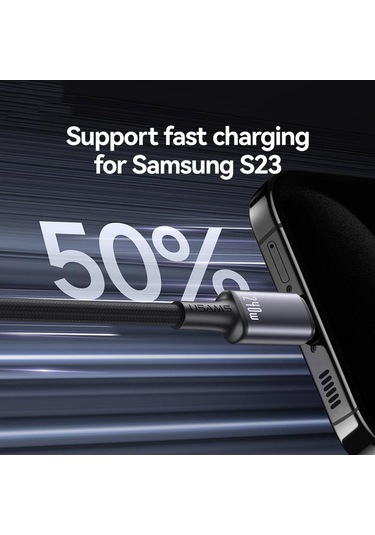 Usams Sj751 240w Tip-c'den Tip-c'ye Renkli Işıklı Alüminyum Alaşımlı Veri Kablosu, Uzunluk: 1,2m