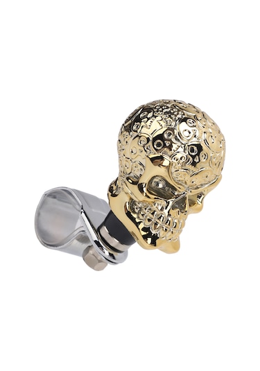 Lemestar Kafa Kelle Desenli Direksiyon Döndürme Kolu - Araba, Kamyon, Traktör, Bot Uyumlu - Dayanıklı Reçine Malzeme - Direksiyon Gücü Artırıcı - Gümüş Renk Gümüş