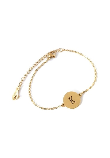 Novahub Kadın Paslanmaz Çelik Alfabe İlk Pretty Zarif Moda Şık Bilezik Mektup Zinciri Basit Paslanmaz Çelik Nedime K Altın