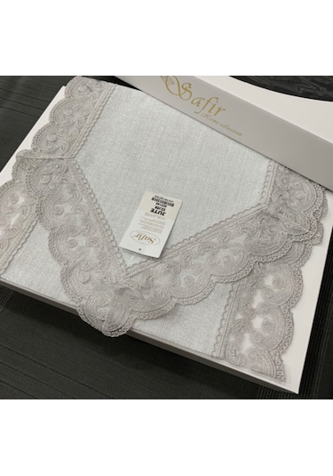 Linen Jute Simli Krem Keten Runner40x140 Cm
