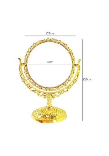 Suntek Vintage Yuvarlak Masaüstü Makyaj Aynası Altın