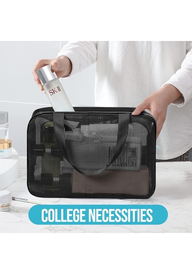 Kangvka Büyük Boy Siyah Taşınabilir Duş Ve Spor Gereçleri Çantası - Kişisel Bakım, Yurt Odası, Spor Salonu İçin Organizasyon Çözümü Siyah