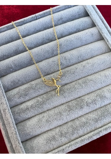 Gold Renk Su Perisi Zirkon Taşlı Kararmaz Paslanmaz Kadın Kolye Gold