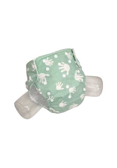 Baby Ybb Yıkanabilir Bebek Bezi Cepli Su Yeşili El Desen 3kg-12kg Standart