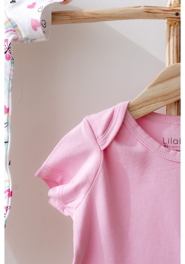 Lilabio %100 Pamuk 2li Kısa Kollu Bebek Body Renkli Çok Renkli