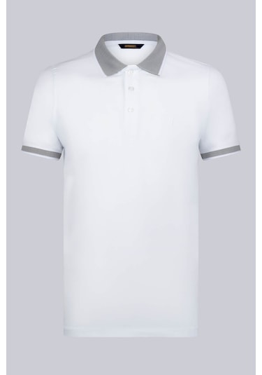 Hatemoğlu Beyaz Regular Fit 100% Pamuklu Polo Yaka Tişört 1999777 Beyaz-02