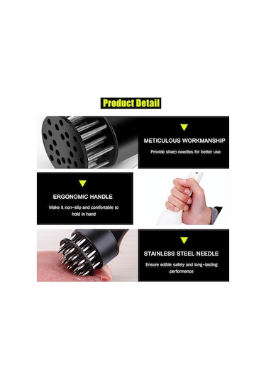 Kosona 22 İğneli Paslanmaz Çelik Et Yumuşatıcı - Etleri Yumuşatmak Ve Lezzetlendirmek İçin Mutfak Aleti Beyaz