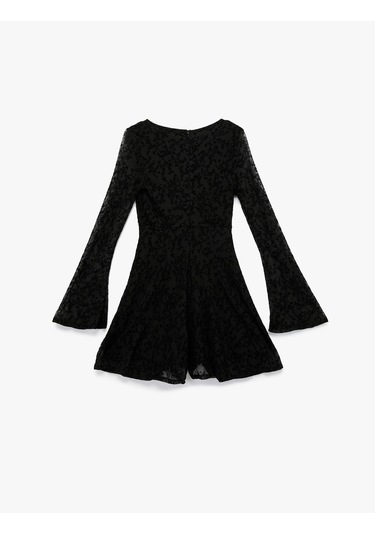 Koton Uzun Kollu V Yaka Bağlama Detaylı Tulum Siyah 6wal40008ık Siyah