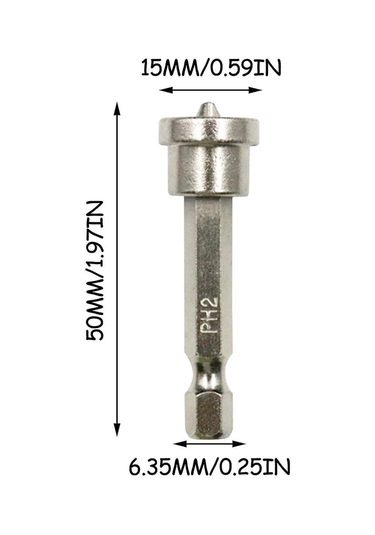 Geeroyoo 5'li Manyetik Alçıpan Vidalama Uç Seti - Derinlik Ayarlı, Kaymaz Phillips Ph2 Uçlar
