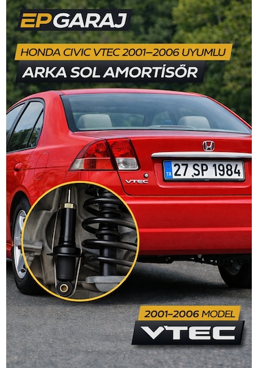 Honda Civic Vtec 2001 2006 Uyumlu Arka Sol Amortisör Oem -