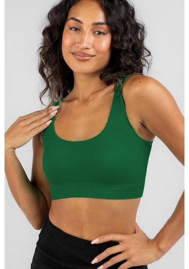 Madmext Yeşil Askılı Basic Crop Top Bluz Mg1757-yeşil