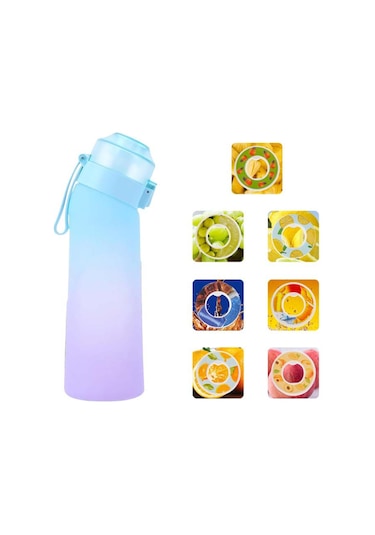 7 Koku Kapsüllü Aromalı Su Şişesi Air Water Up Şişesi Buzlu Siyah 650 Ml Air Başlangıç Paketi Kamp İçin Su Bardağı, Degrade Mavi'-hj- Çok Renkli