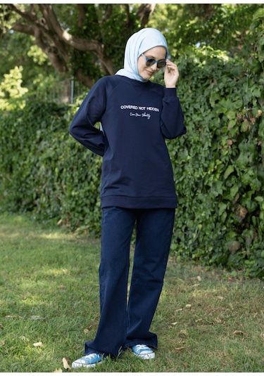 Mayovera Tesettür Eşofman Üstü- Not Hidden Lacivert