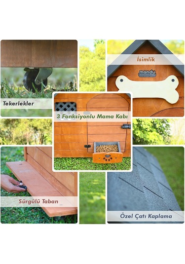 Mandu Isı Yalıtımlı Ahşap Köpek Kulübesi Xlarge