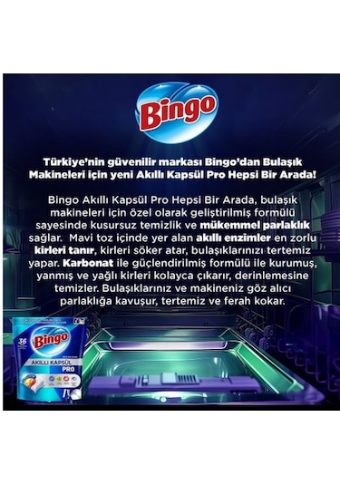 Bingo Akıllı Kapsül Pro Bulaşık Makinesi Deterjanı 2 x 50 Tablet