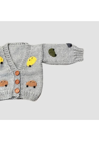 Uretti - Gülnur 2184 - El Örgüsü Araba Motifli Erkek Çocuk Hırka 3 Yaş