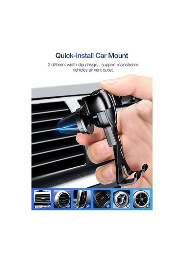 Soulader 360 Derece Dönebilen Ultra Sağlam Araç İçi Telefon Tutucu, Hızlı Ve Kolay Kullanım İçin Tasarlandı Siyah