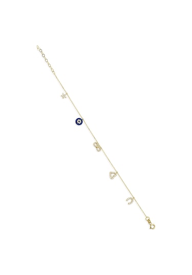 Fiyonk Kuyumculuk 14 Ayar Altın Nazarlık Detaylı Şans Bilekliği 001