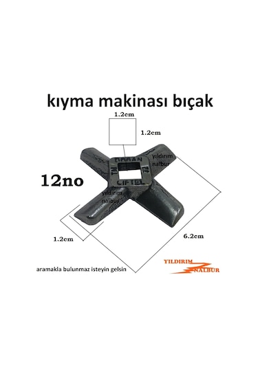 Yanık 12 Numara Kıyma  Makinası Yedek Bıçağı Gri