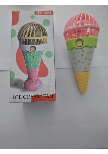 Mini El Fanı Şarjlı Dondurma Figürlü Taşınabilir Vantilatör Masa El Tipi Serinletici Soğutucu