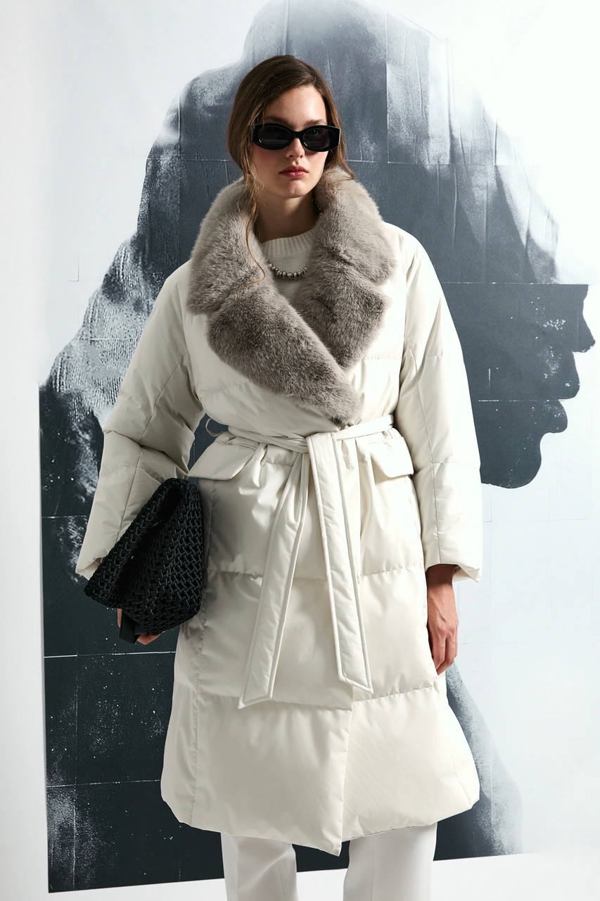 Lufian Hermes Kaz Tüyü Kadın Mont Taş Taş 122120048100190 Taş