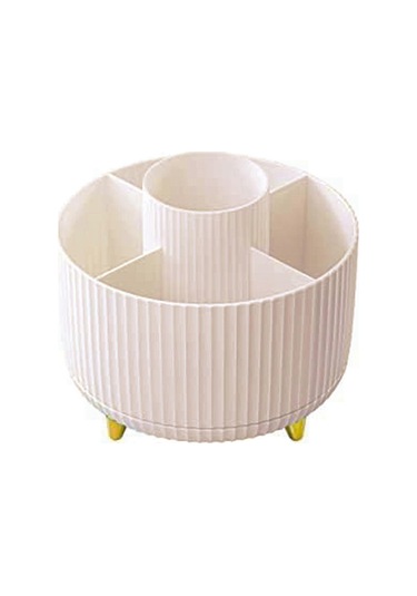 Ganzhoushop Makyaj Fırçası Tutucu Düzenleyici, 360 Dönen Kalem Kalem Tutucu Bardak, Masa Aksesuarları, 5 Yuvalı Makyaj Fırçaları Bardaksüt Beyazı