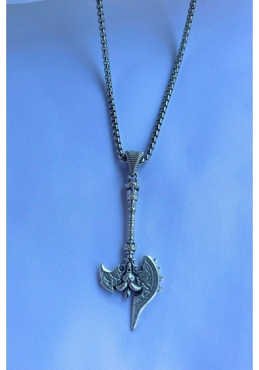 Balta El İşçiliği Paslanmaz Çelik Zincir Erkek Kolye Gümüş