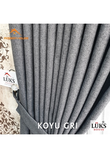 Lüks Blackout Keten Karartma Pilesiz Fon Perde, 6 Renk Seçebilir